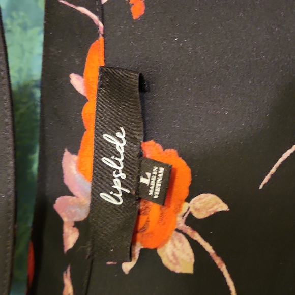 Lipslide Red and Black Ruffled Floral Blouse with Choker Neck - Picture 3 of 5